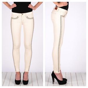 Studded white super skinny rocker jeans